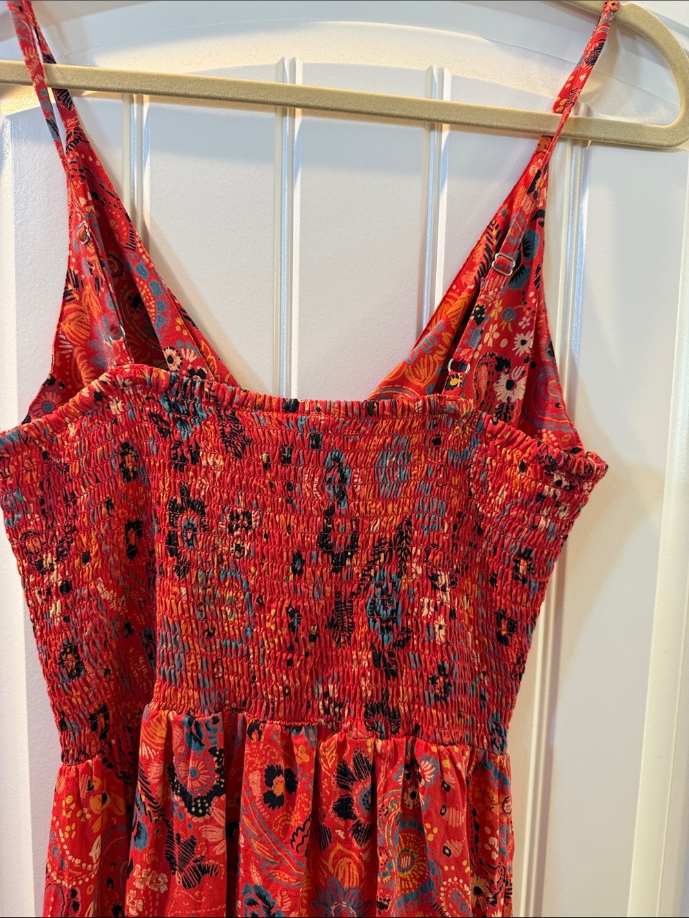 Reddish Orange Floral Paisley Sundress with Twist Front - Picture 3 of 3